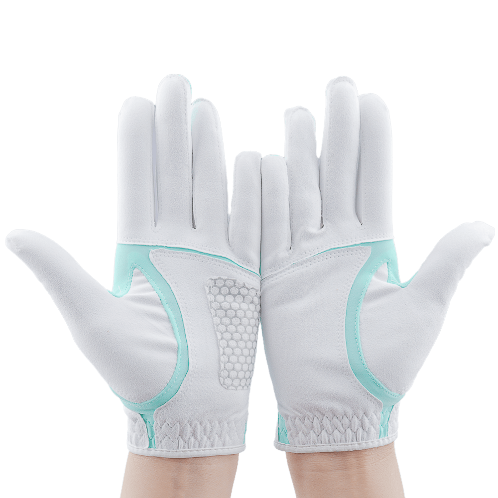 PGA女高爾夫彈性布防滑手套(白綠)