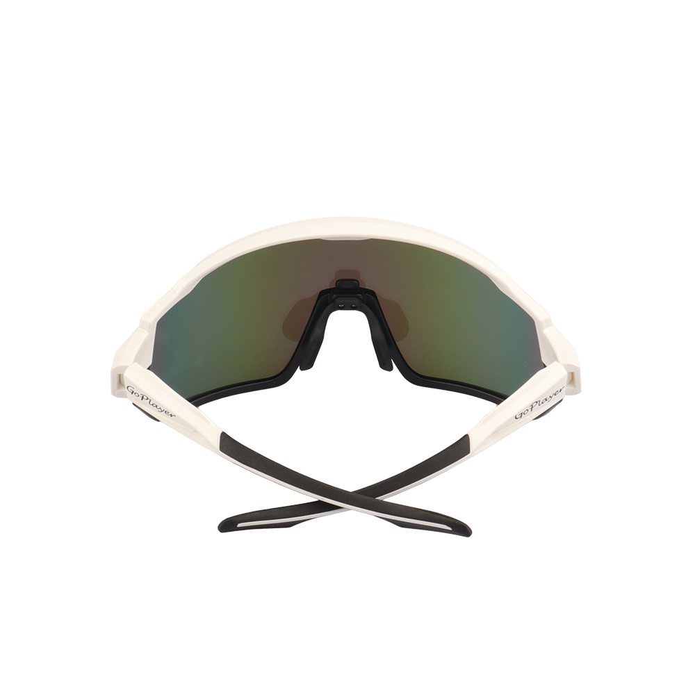 GoPlayer Large Frame Sunglasses (White Black Frame Green Plating)