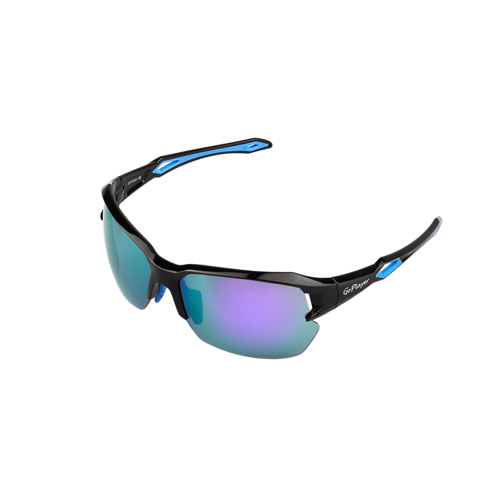 GoPlayer Half Frame Sunglasses (Black Frame Purple Plated)