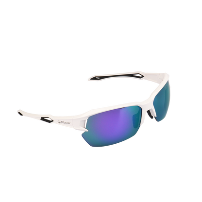 GoPlayer Half Frame Sunglasses (White Frame Purple Plated)