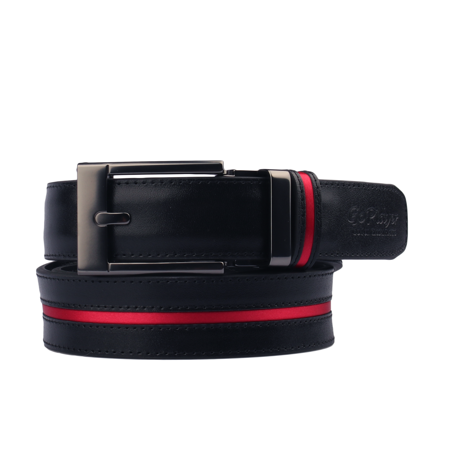 GoPlayer Wide Slide Buckle White Belt (Red Stripe)